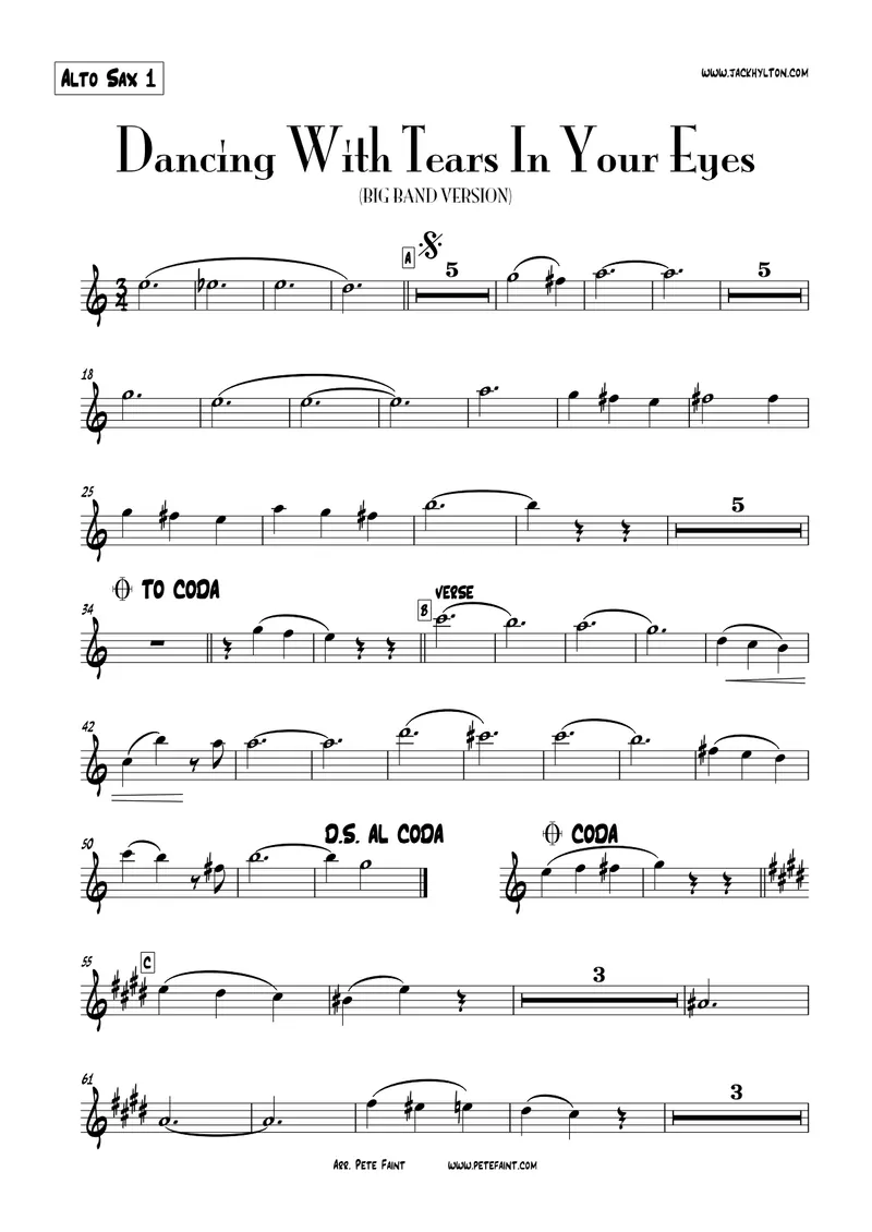 Dancing With Tears In Your Eyes score preview
