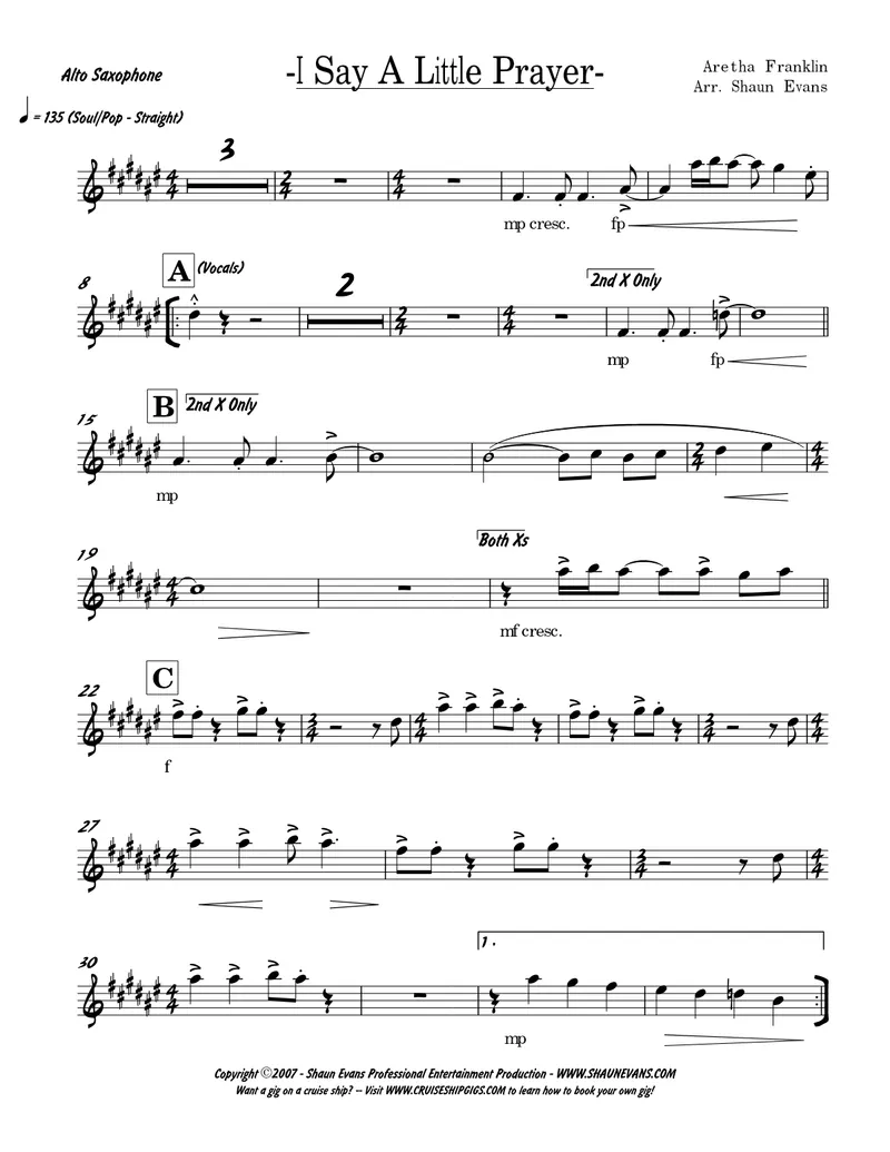 I Say A Little Prayer score preview