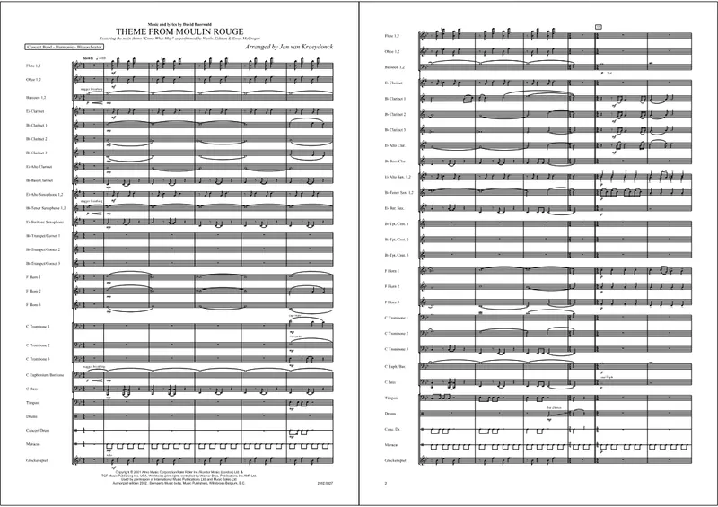 Theme From Moulin Rouge score preview