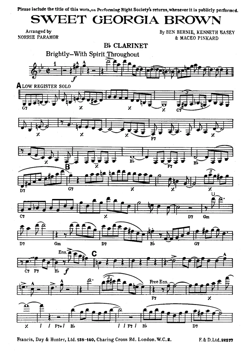 Sweet Georgia Brown score preview