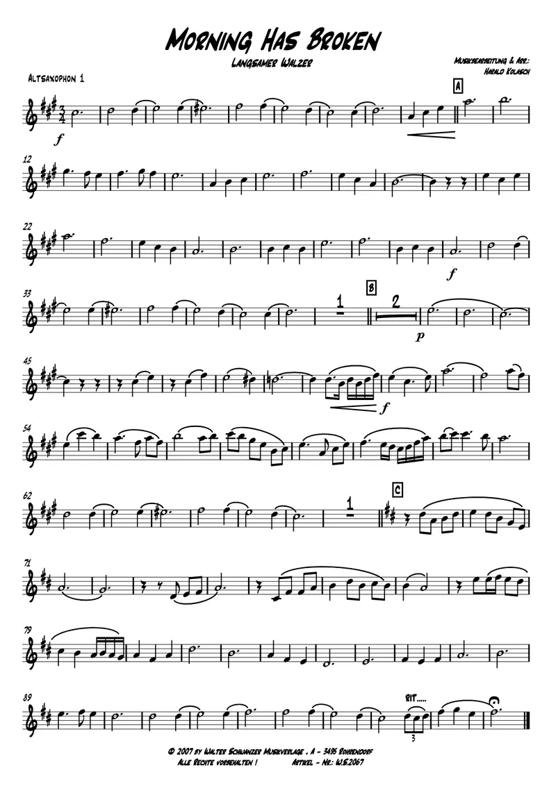 Morning Has Broken score preview