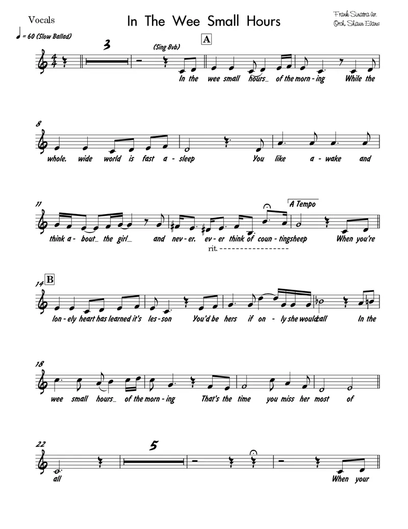 In The Wee Small Hours score preview
