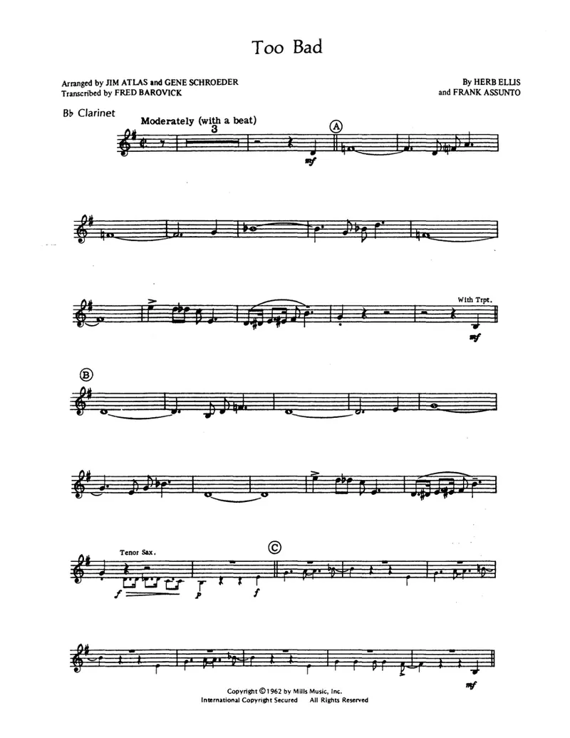Too Bad score preview