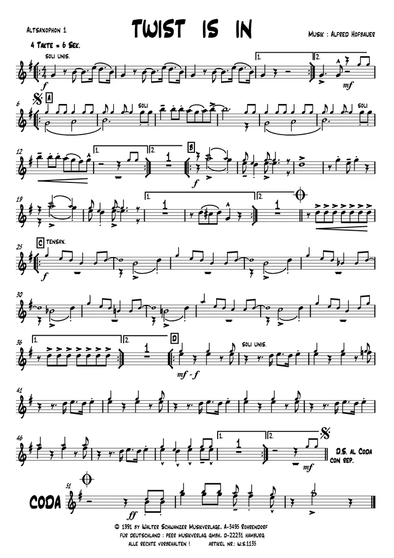 Twist Is In score preview