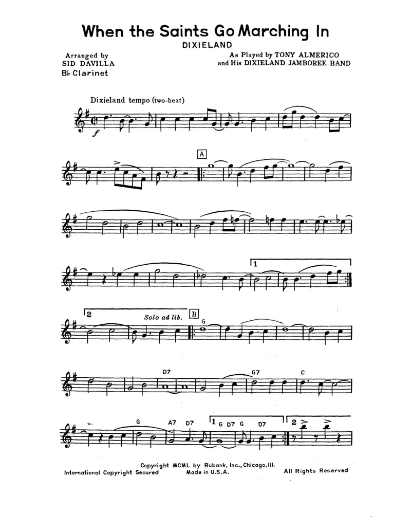 When The Saints Go Marching In score preview