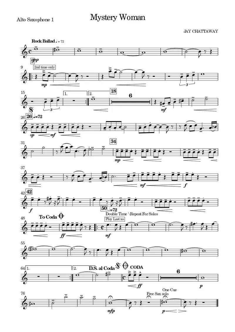 Mystery Woman score preview