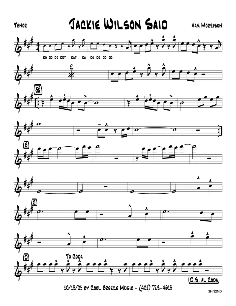 Jackie Wilson Said score preview