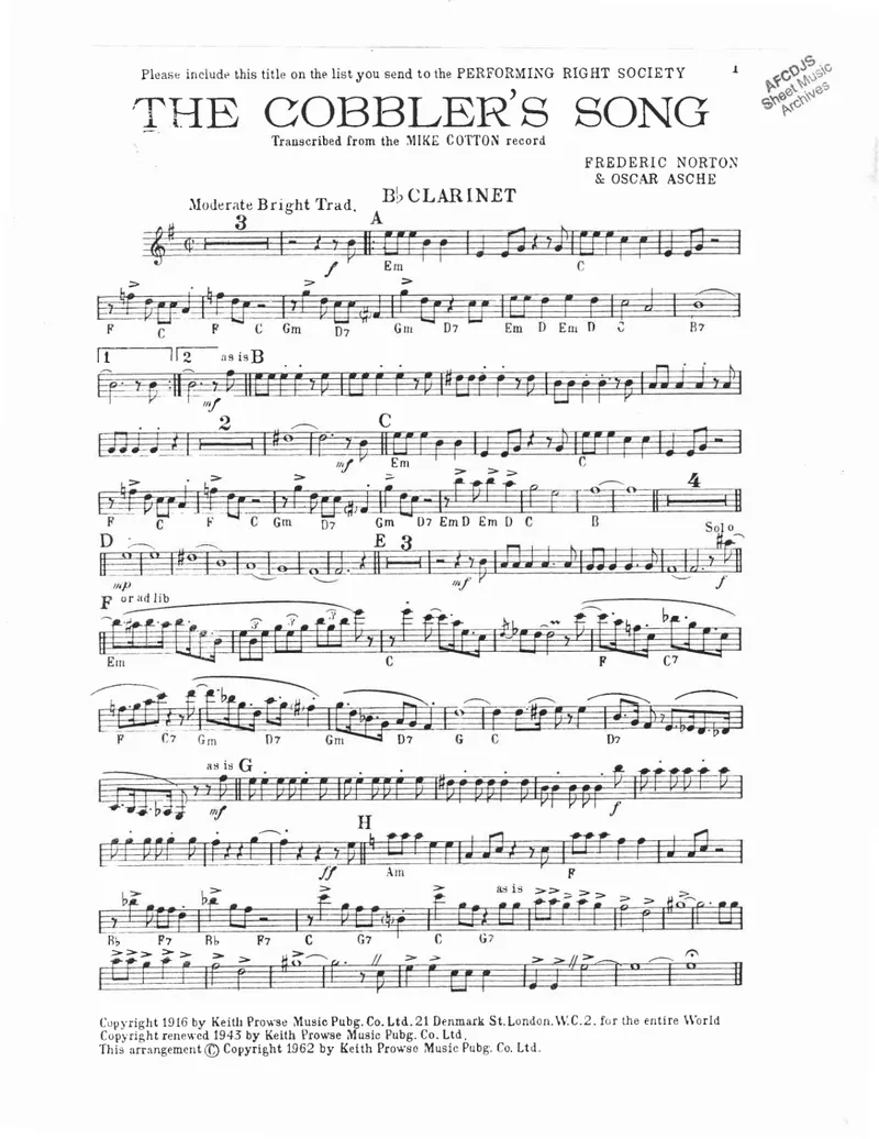 The Cobbler's Song score preview
