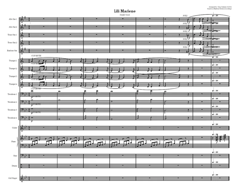Lili Marlene score preview