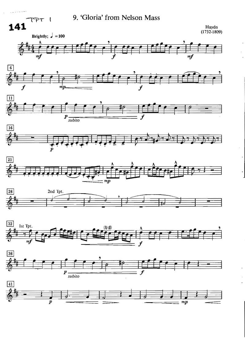 Gloria From Nelson Mass score preview