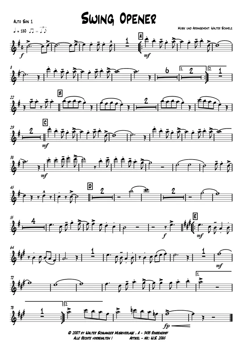 Swing Opener score preview