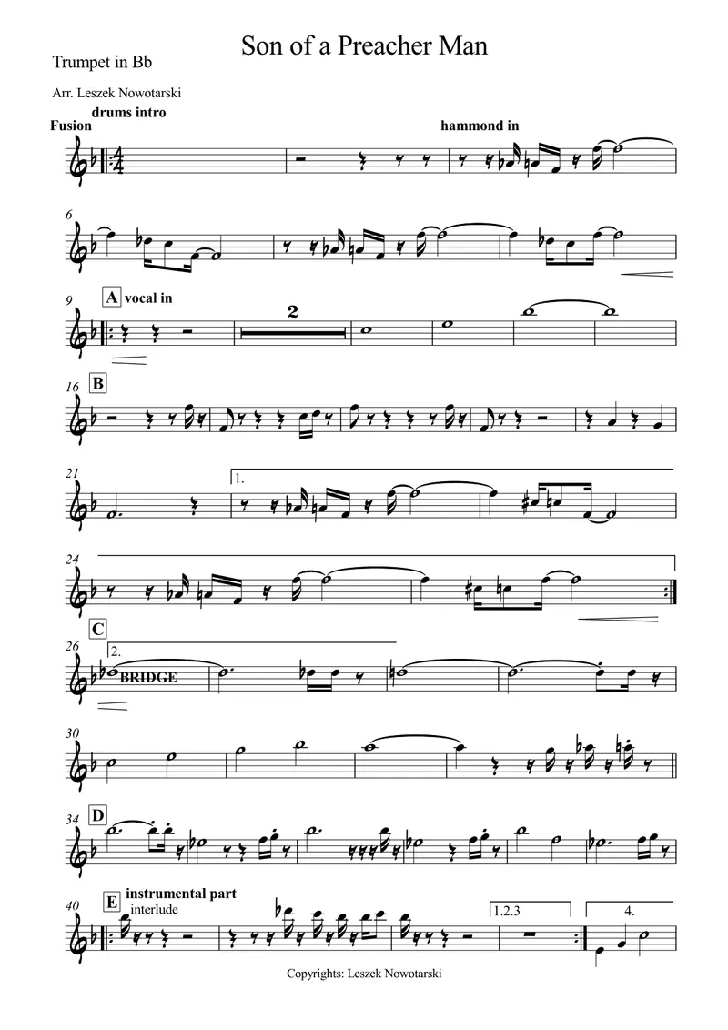 Son Of A Preacher Man score preview