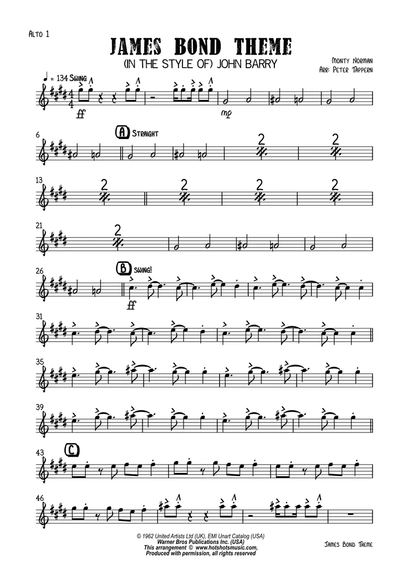 James Bond Theme score preview