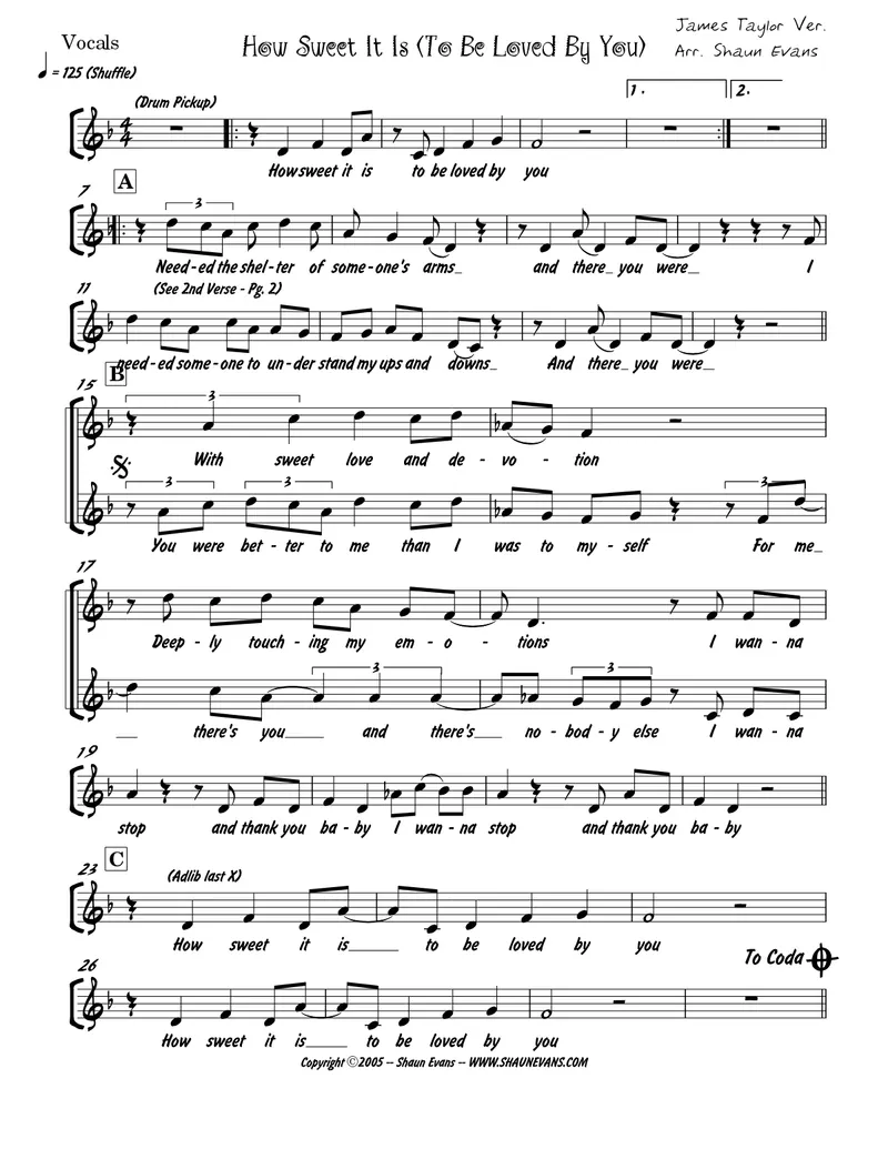 How Sweet It Is score preview