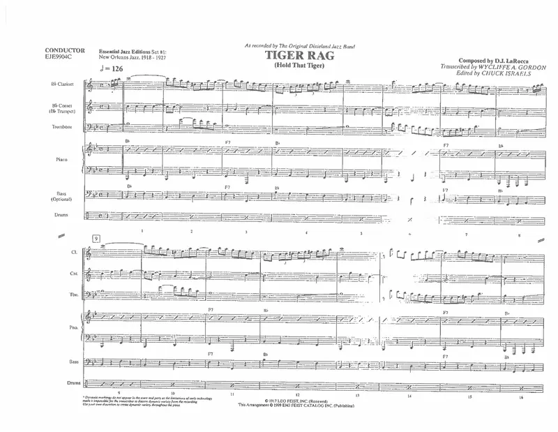 Tiger Rag score preview