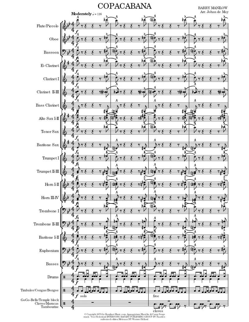 Copacabana score preview