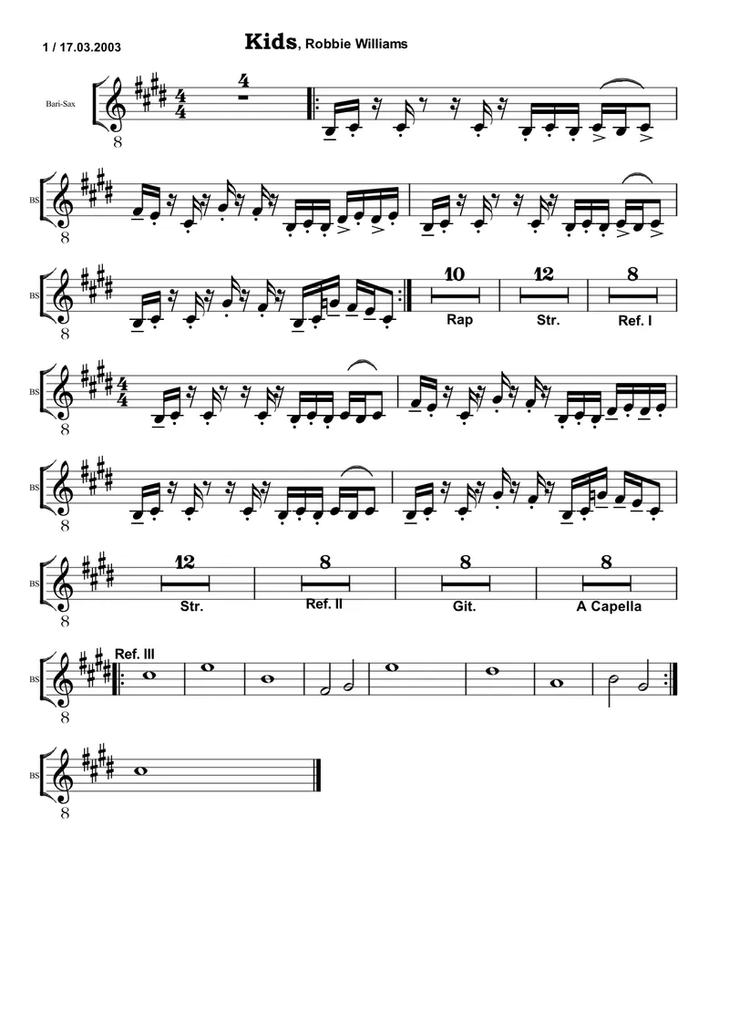 Kids - 3 Horns score preview