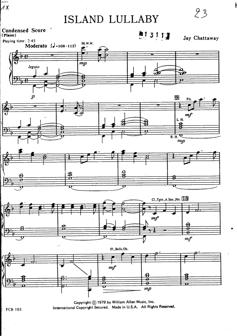 Island Lullaby score preview