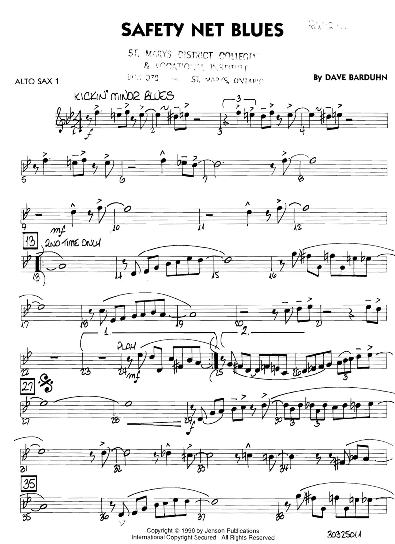 Safety Net Blues score preview