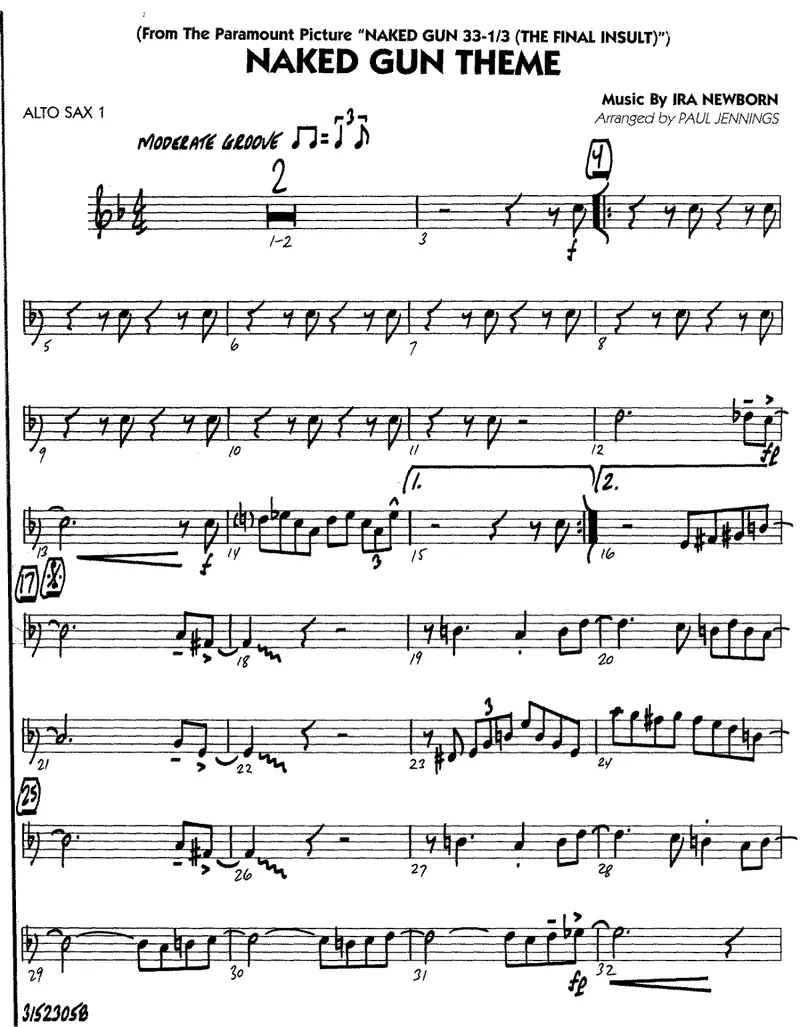 Naked Gun Theme score preview