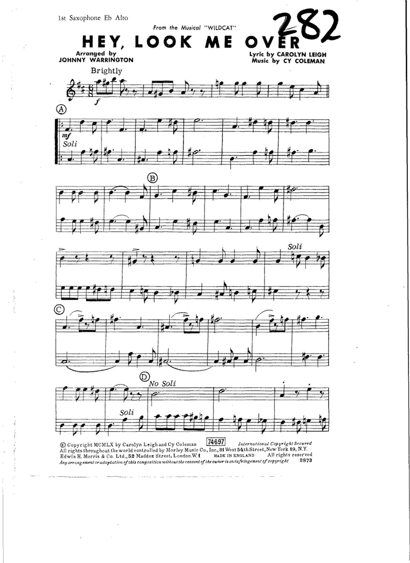 Hey Look Me Over score preview