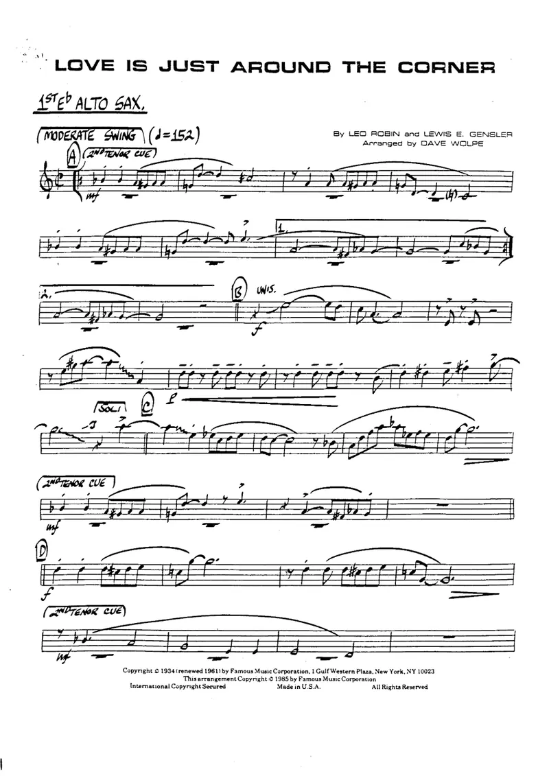 Love Is Just Around The Corner score preview