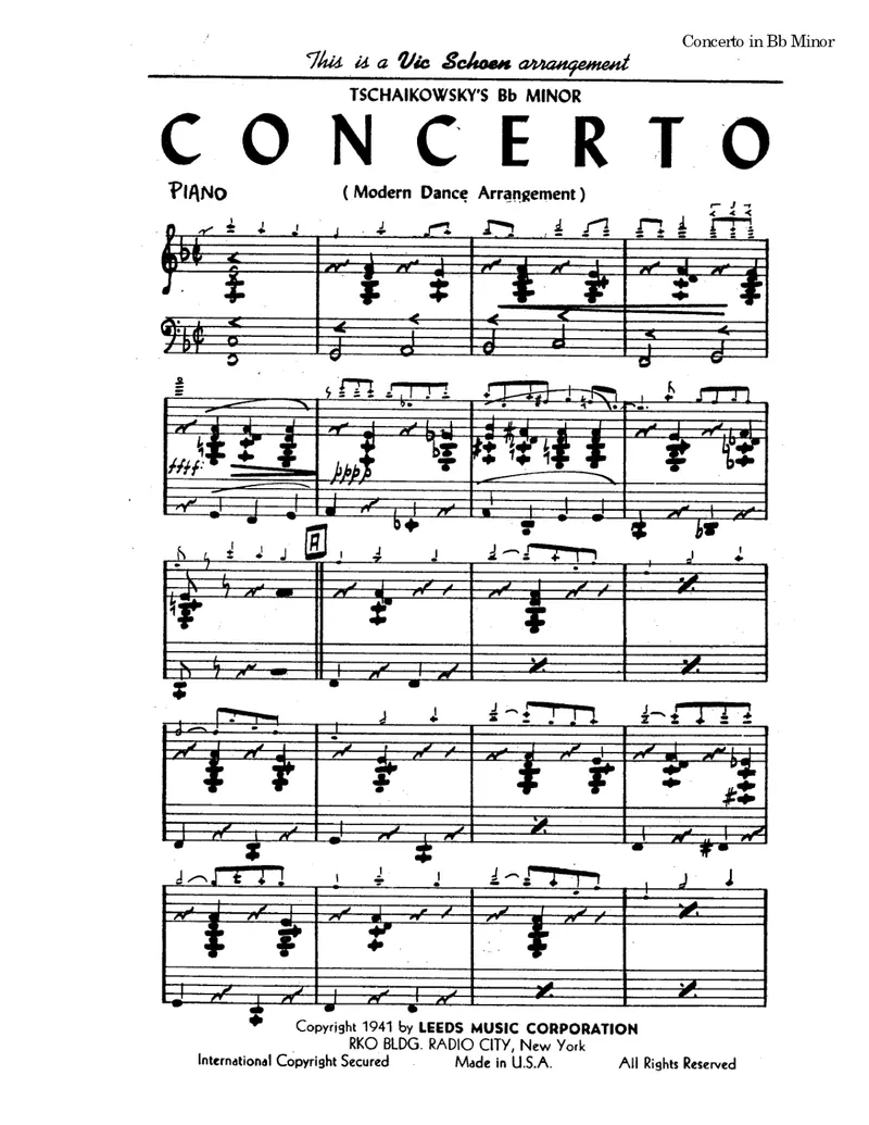 Concerto In Bb Minor score preview