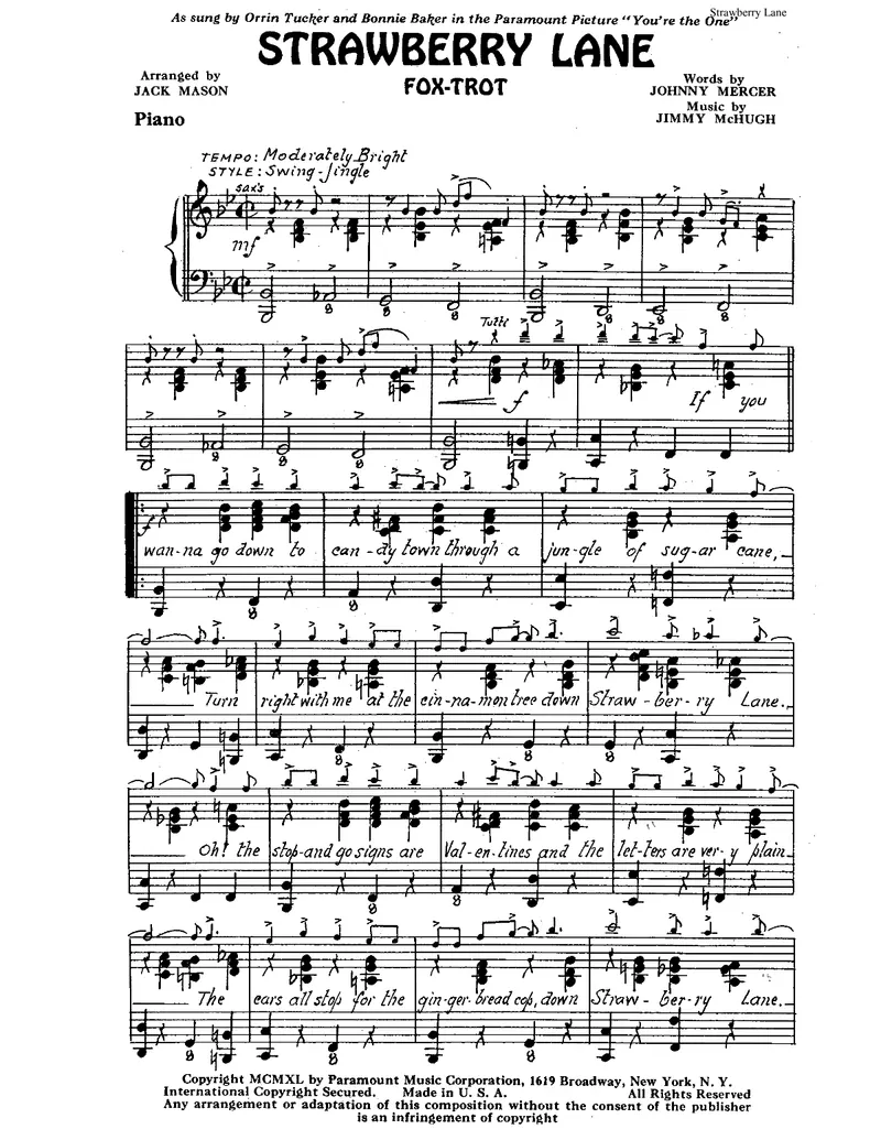 Strawberry Lane score preview