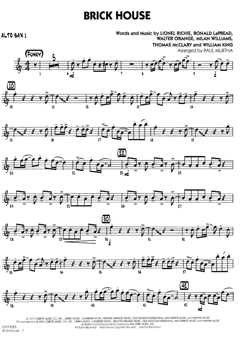 Brick House score preview