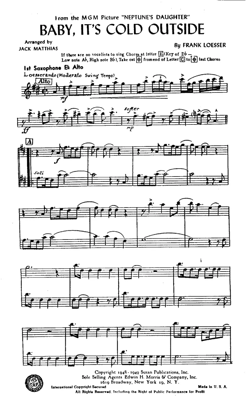 Baby It's Cold Outside score preview