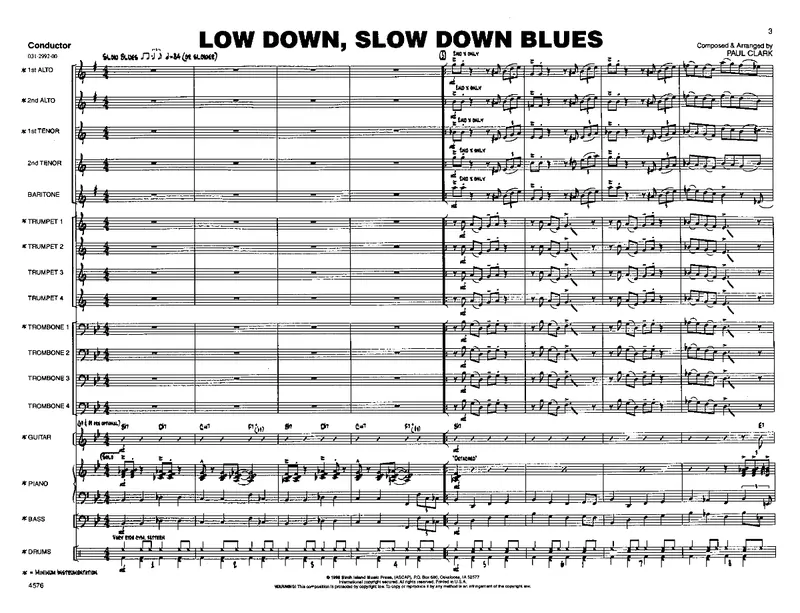 Low Down, Slow Down score preview