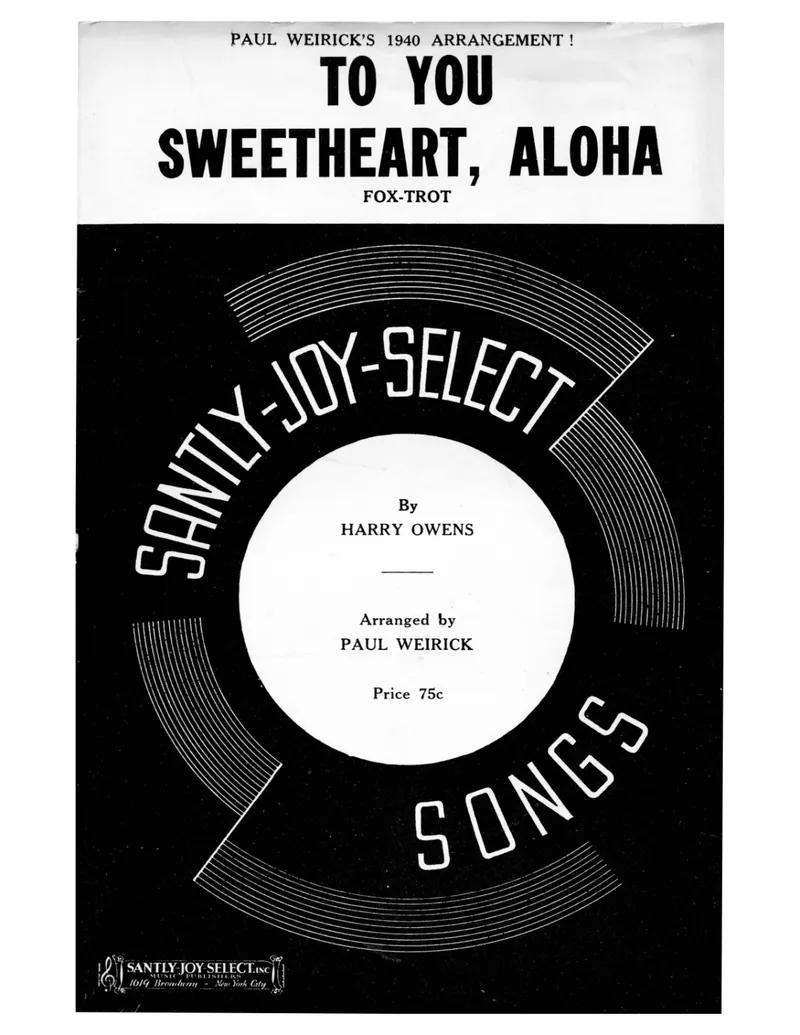 To You Sweetheart, Aloha score preview