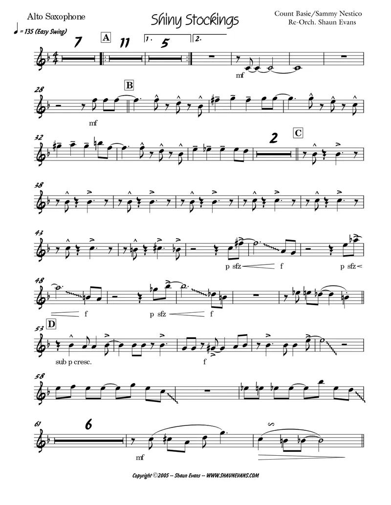 Shiny Stockings score preview