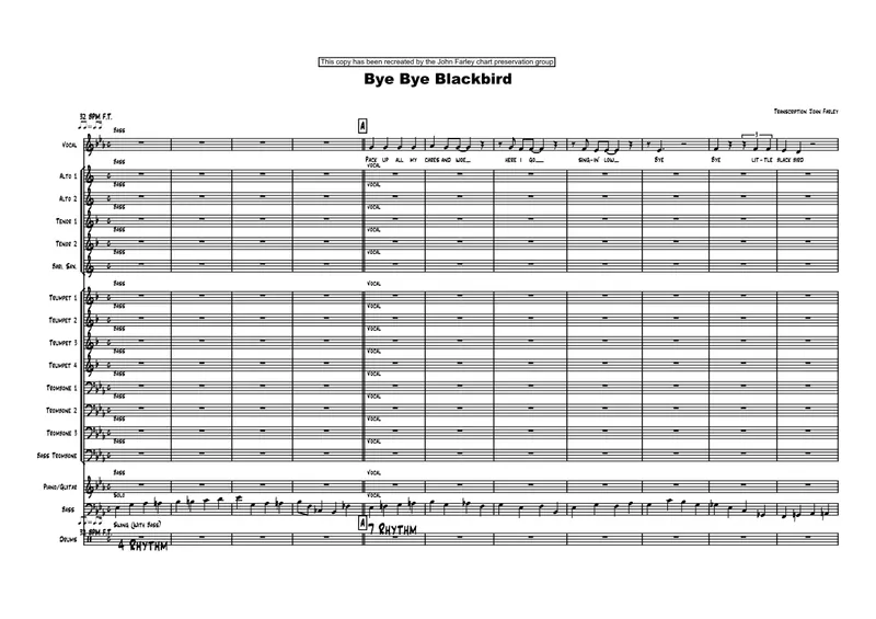 Bye Bye Blackbird score preview