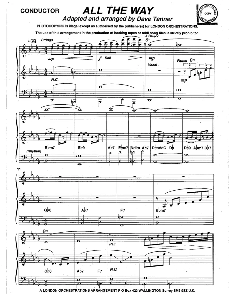 All The Way score preview