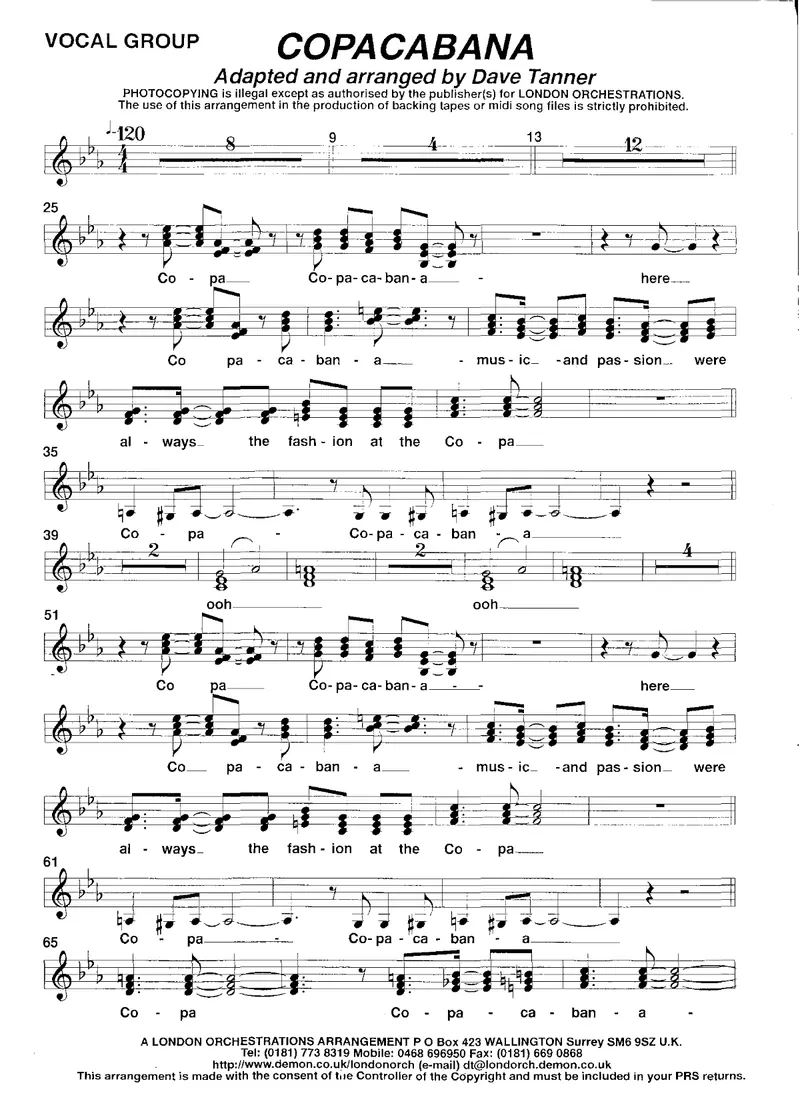 Copacabana score preview
