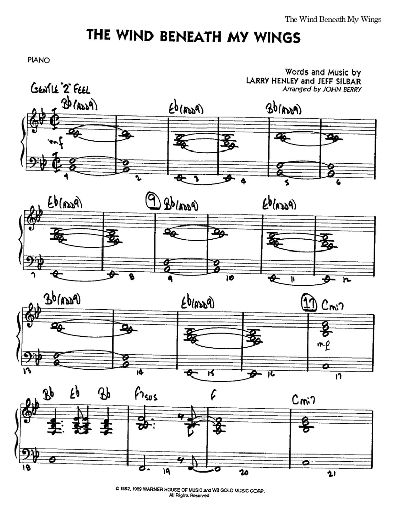 The Wind Beneath My Wings score preview