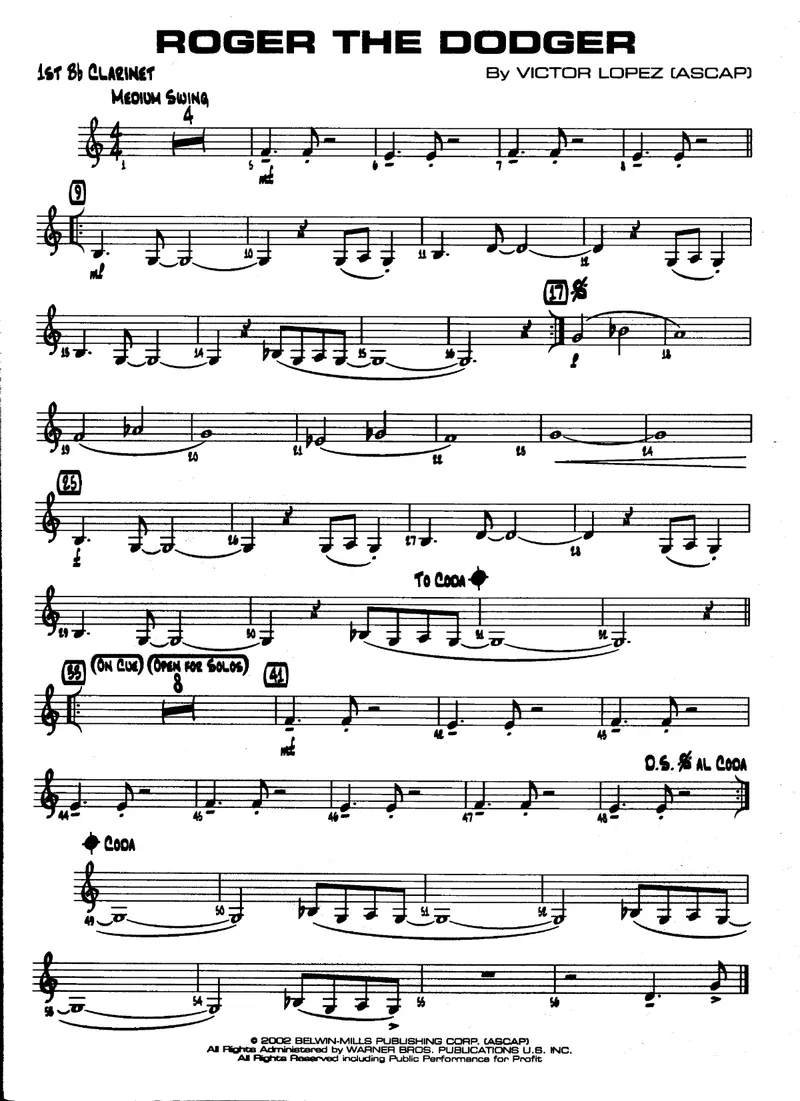 Roger The Dodger score preview
