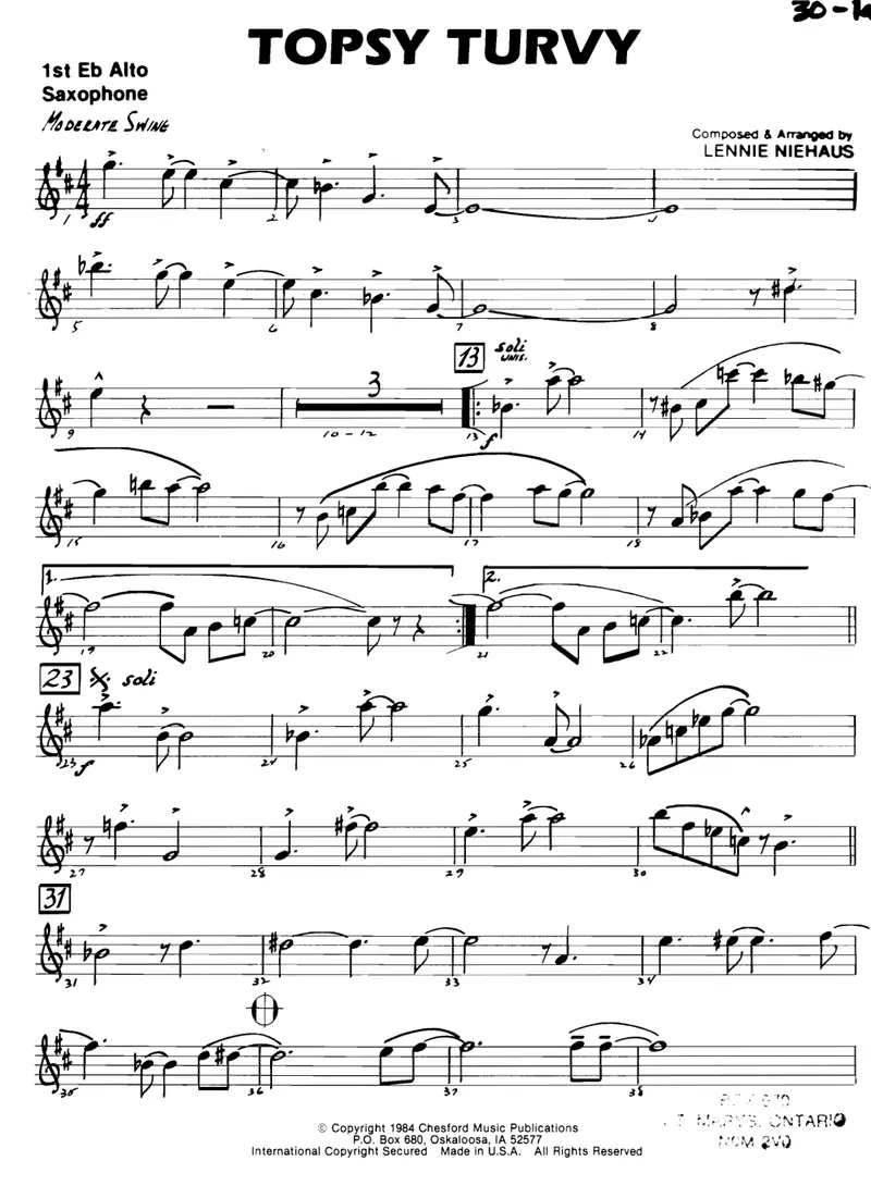 Topsy Turvy score preview