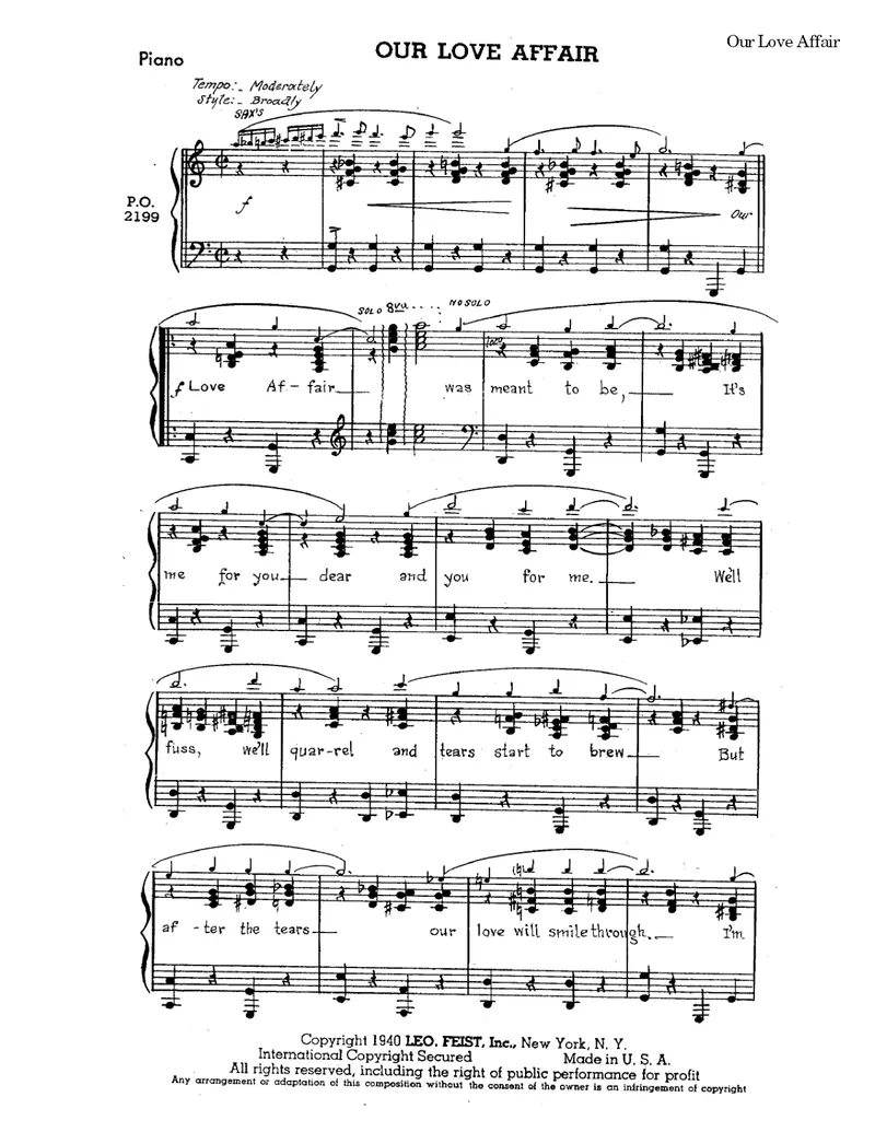 Our Love Affair score preview