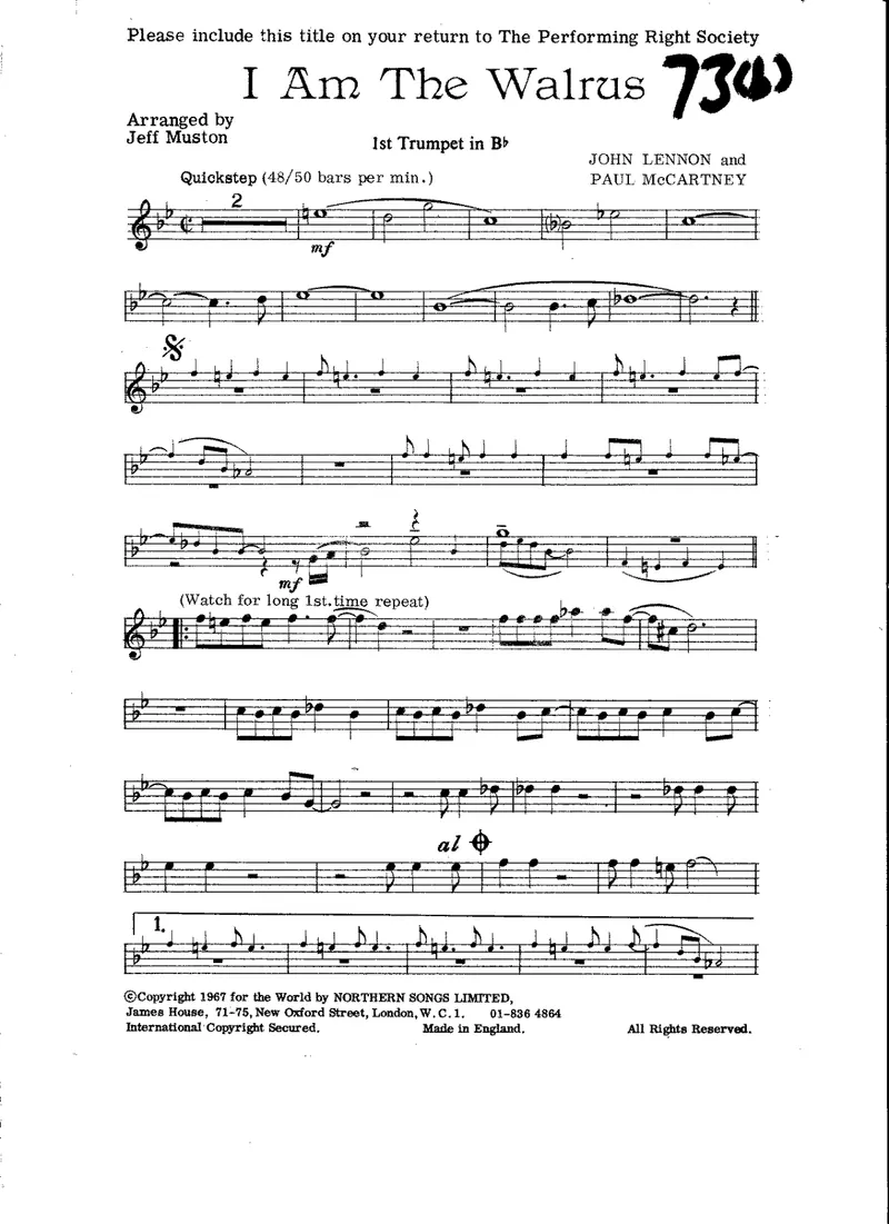 I Am Walrus score preview