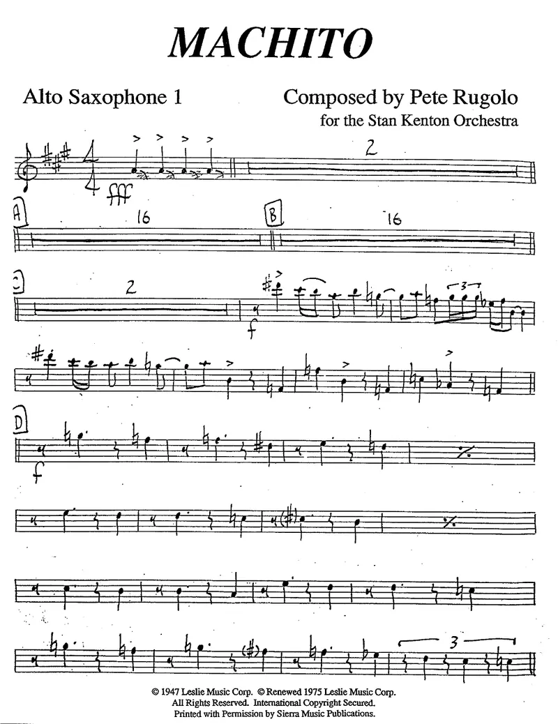 Machito score preview