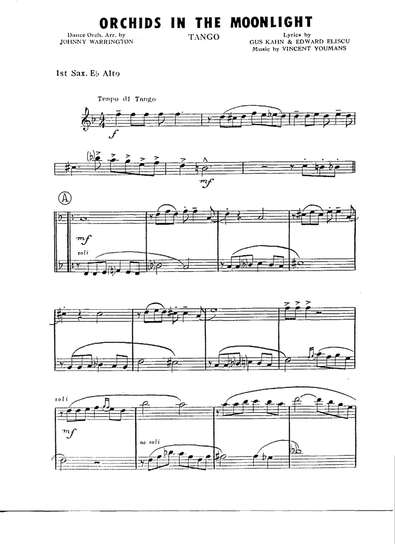 Orchids In The Moonlight (J. Warrington) Tango score preview