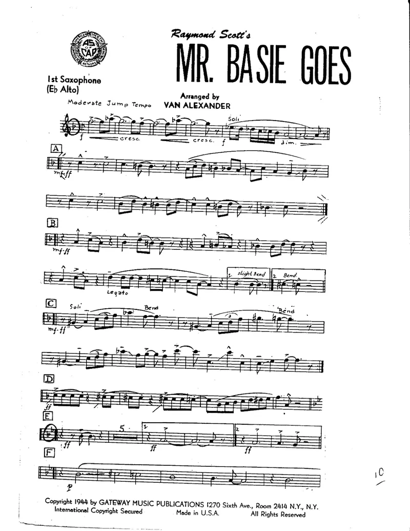 Mr.Basie Goes To Washington score preview
