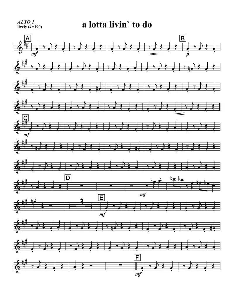 A Lot Of Livin' To Do score preview