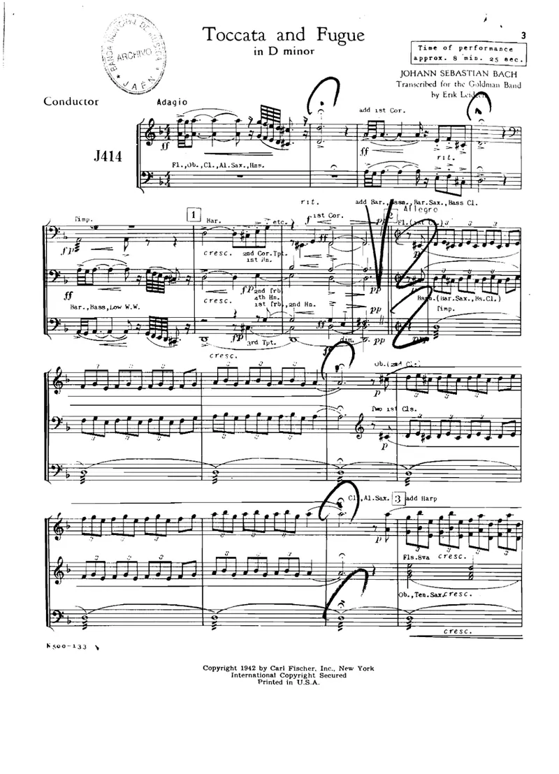 Toccata & Fugue In D Minor (Bach score preview