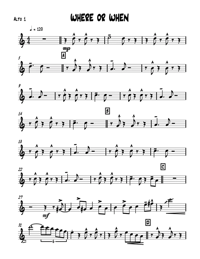 Where Or When (Basie Jones) score preview