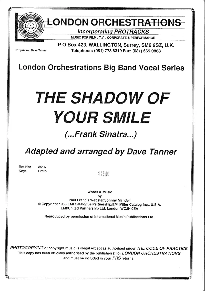 The Shadow Of Your Smile score preview