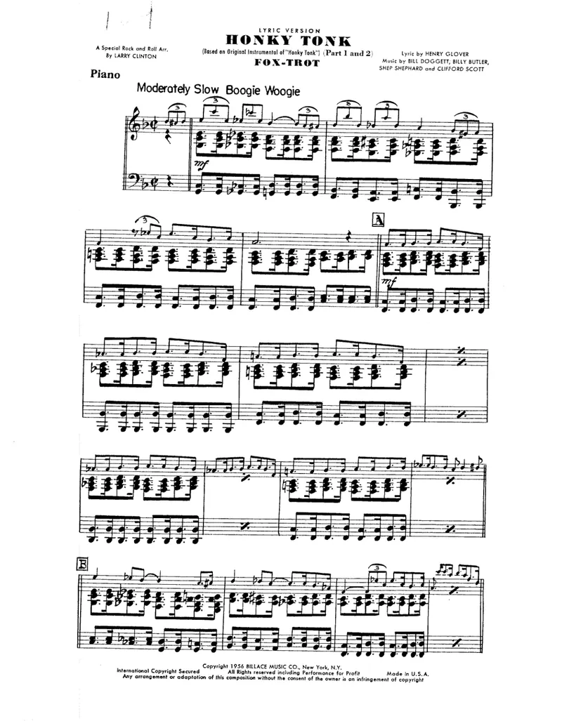 Honky Tonk score preview