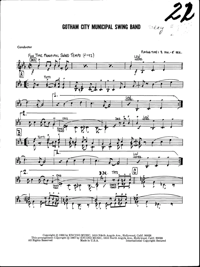 Gotham City Municipal Swing Band score preview